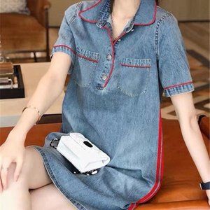 Stitching Jean Dress woman summer new style straig